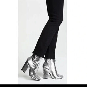 Kendall + Kylie Haedyn Sequin Ankle  Bootie Silver whimsical concert